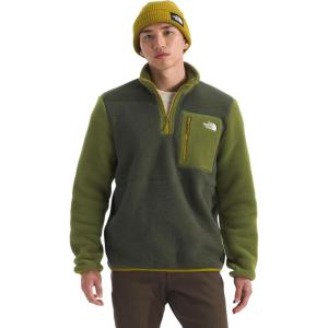 THE NORTH FACE Men’s Yumiori Quarter Zip Jacket | Lightweight Fleece Coat With Embroidered Logo, Secure Zip Chest Pocket(New Taupe Green/Woodland Green/Deep Dijon)
