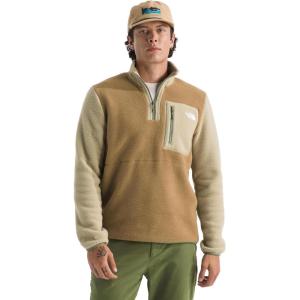 THE NORTH FACE Men’s Yumiori Quarter Zip Jacket | Lightweight Fleece Coat With Embroidered Logo, Secure Zip Chest Pocket(Utility Brown/Khaki Stone/Bark Mist)