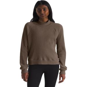 THE NORTH FACE Women’s Long Sleeve Mock Neck Chabot Shirt | Cotton Thermal Shirt With Raglan Sleeves & Funnel Neck(Smokey Brown)