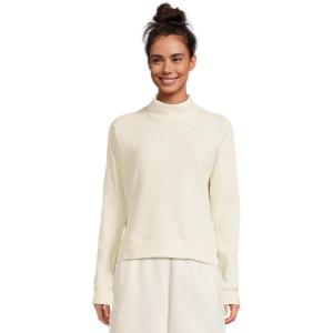 THE NORTH FACE Women’s Long Sleeve Mock Neck Chabot Shirt | Cotton Thermal Shirt With Raglan Sleeves & Funnel Neck(White Dune)