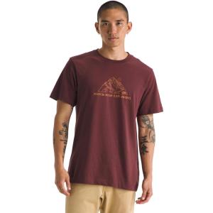 The North Face Mens Evolution MTN Base Short-Sleeve Tee | Cotton Shirt with a Graphic Design, Set in Sleeves, Ribbed Collar(Sumac)