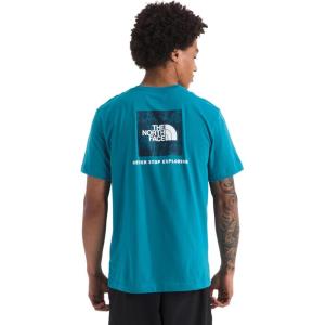 The North Face Mens Evolution Regenerative Ink Box NSE Short-Sleeve Tee(Dusk Blue/Summit Navy Regenerative Ink Print)
