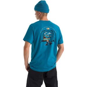 The North Face Mens Evolution Tent Short-Sleeve Tee | Cotton Shirt with a Graphic Design, Set-in Sleeves, Ribbed Collar(Dusk Blue)