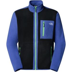 The North Face Men’s Yumiori Full Zip Jacket Lightweight Fleece Coat with Embroidered Logo, Secure Zip Pockets(Tnf Black/Indigo Plum/Meta Lime)