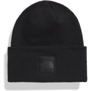 The North Face Unisex-Adult Big Box Beanie | Oversize Box Logo Patch, Deep Fit, Cuffed Design, Sustainable Fabric(Tnf Black/Tnf Black/Tonal Patch)