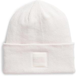 The North Face Unisex-Adult Big Box Beanie | Oversize Box Logo Patch, Deep Fit, Cuffed Design, Sustainable Fabric(White Dune/Tonal Patch)