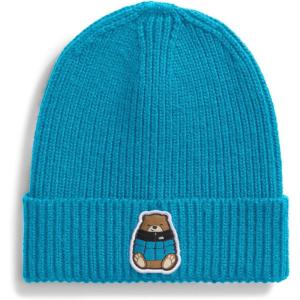 The North Face Unisex-Baby TNF Logo Box Cuffed Beanie(Meridian Blue/Nuptse Bear Patch)
