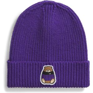 The North Face Unisex-Baby TNF Logo Box Cuffed Beanie(Peak Purple/Nuptse Bear Patch)