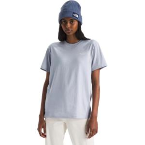 The North Face Womens Evolution Simple Dome Relaxed Short-Sleeve Tee | Cotton T-Shirt with Classic Embroidered Logo(Blue Flax)