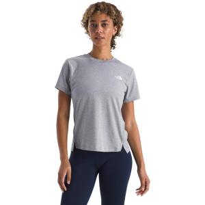 The North Face Womens Flex Short-Sleeve Tee | Moisture Wicking, Forward Set Side Seams, Split Hem(Tnf Pale Grey Heather)