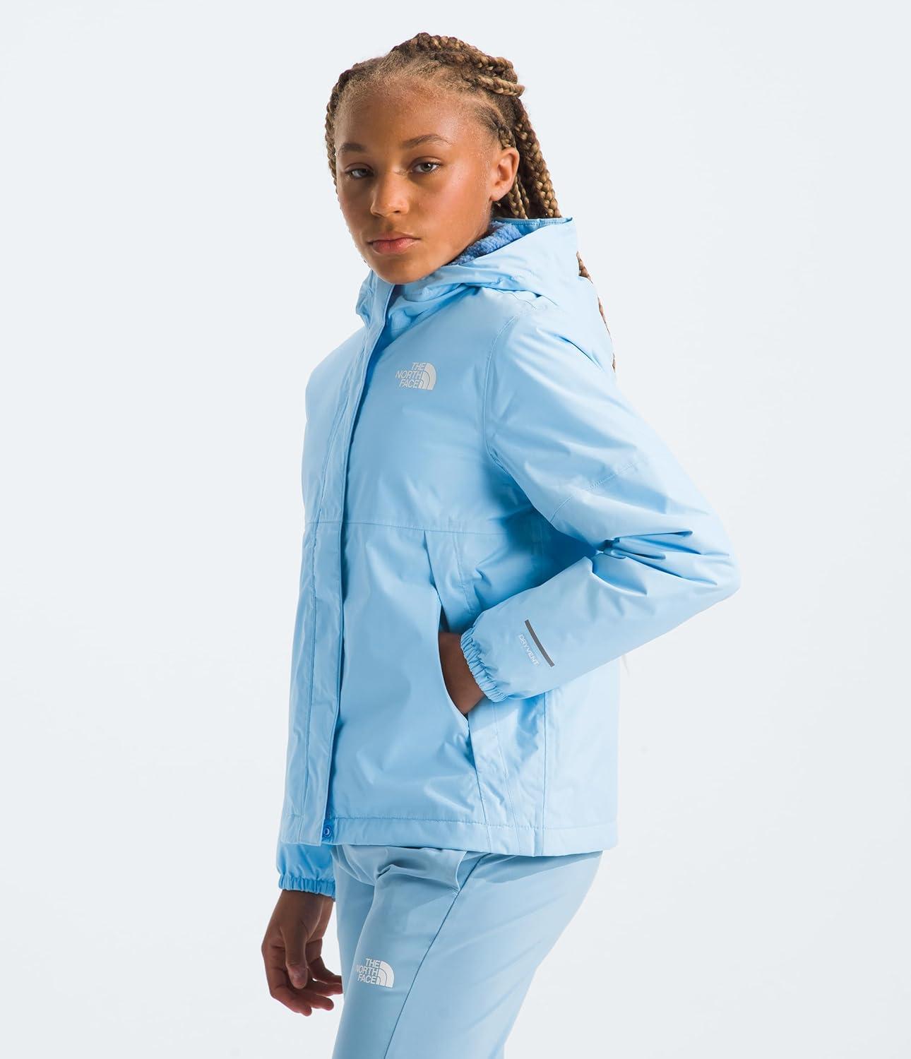 imageTHE NORTH FACE Girls Warm Antora Rain Jacket Waterproof Breathable Heatseeker Insulation Hood Zip PocketsCornflower