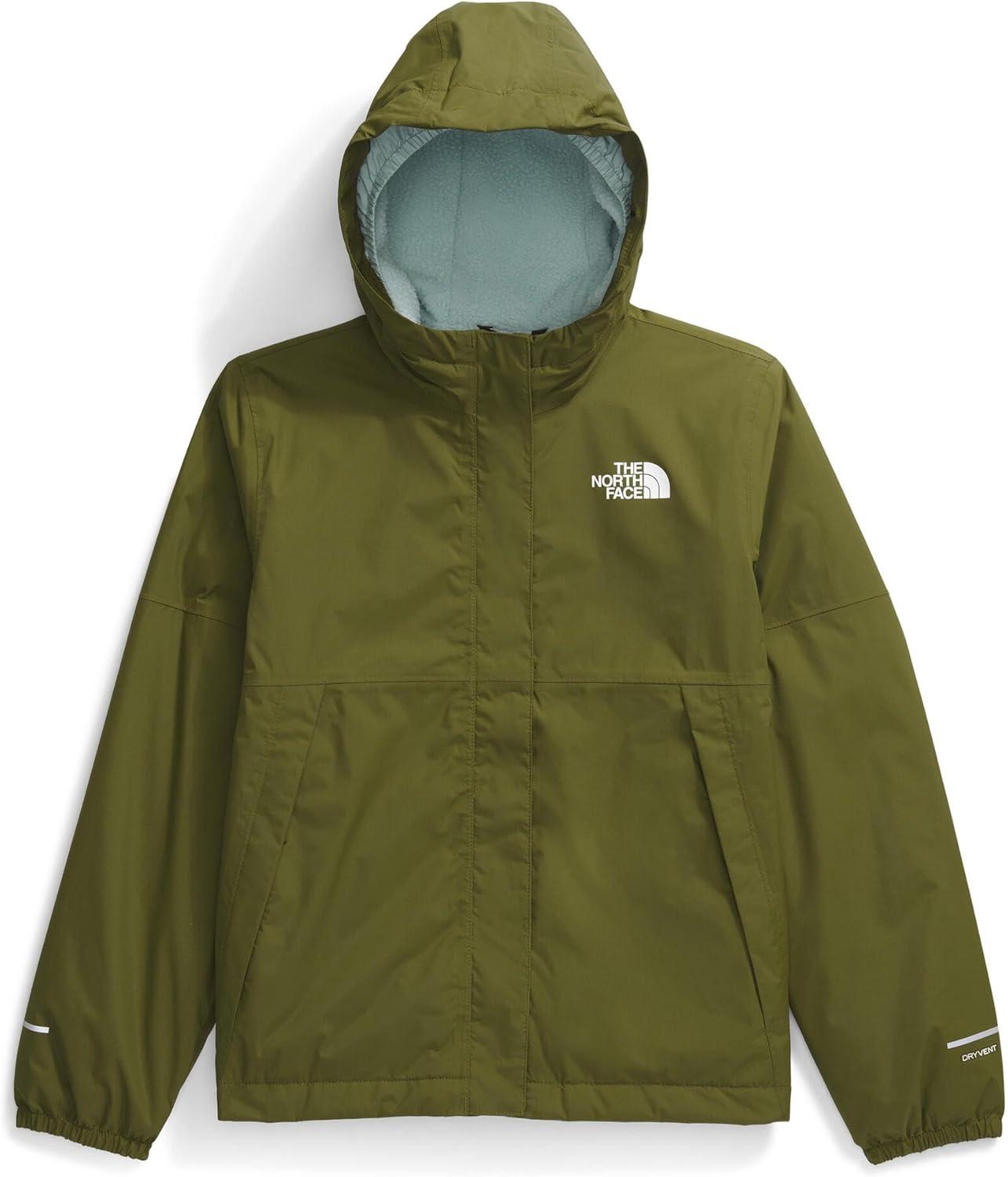 imageTHE NORTH FACE Girls Warm Antora Rain Jacket Waterproof Breathable Heatseeker Insulation Hood Zip PocketsForest Olive