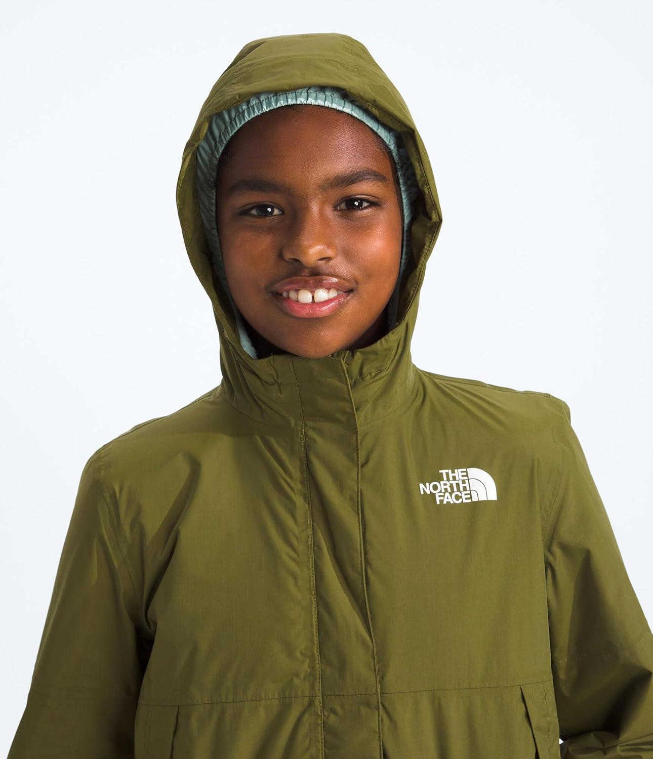 imageTHE NORTH FACE Girls Warm Antora Rain Jacket Waterproof Breathable Heatseeker Insulation Hood Zip PocketsForest Olive