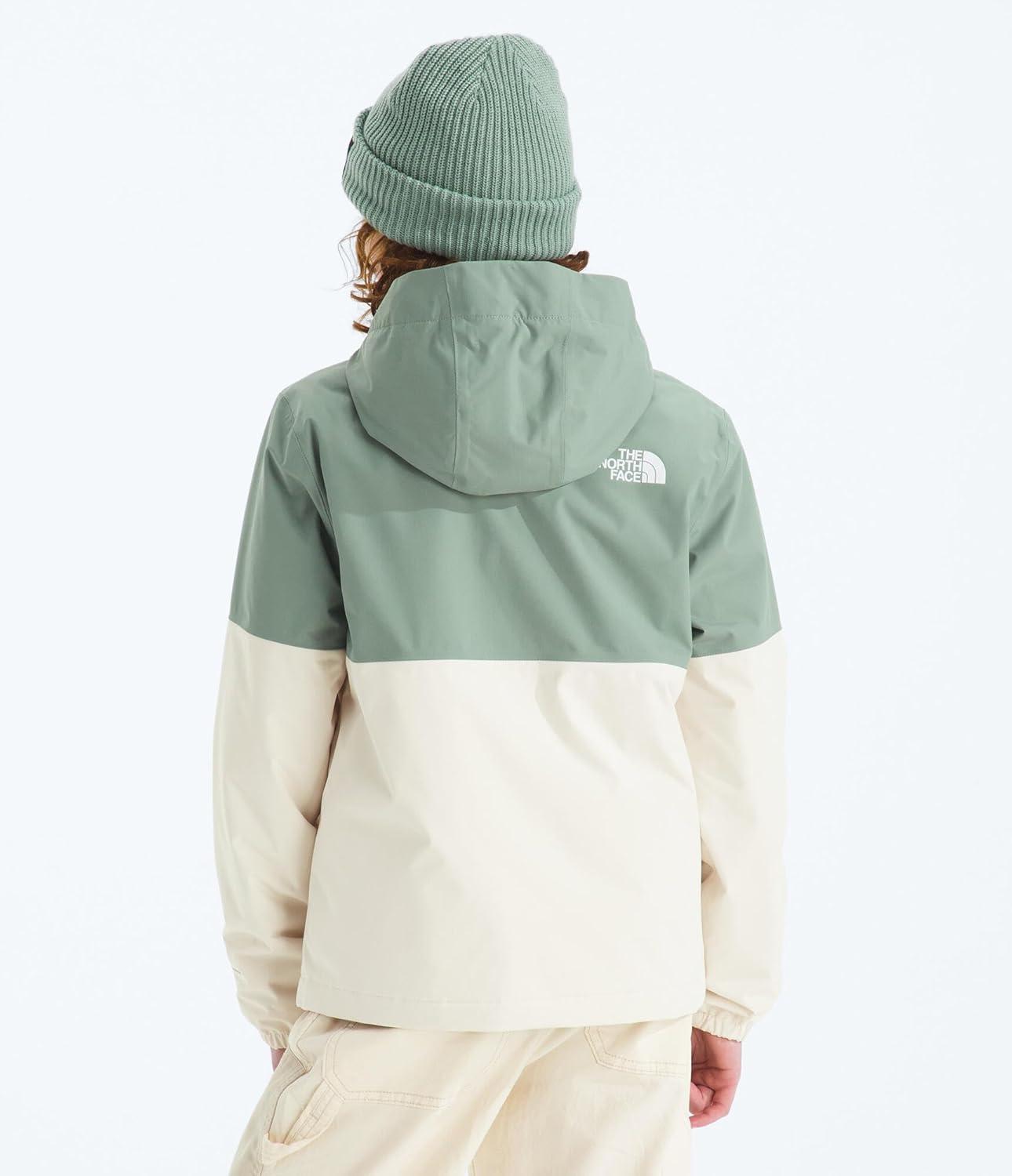 imageTHE NORTH FACE Girls Warm Antora Rain Jacket Waterproof Breathable Heatseeker Insulation Hood Zip PocketsSlate MossWhite Dune