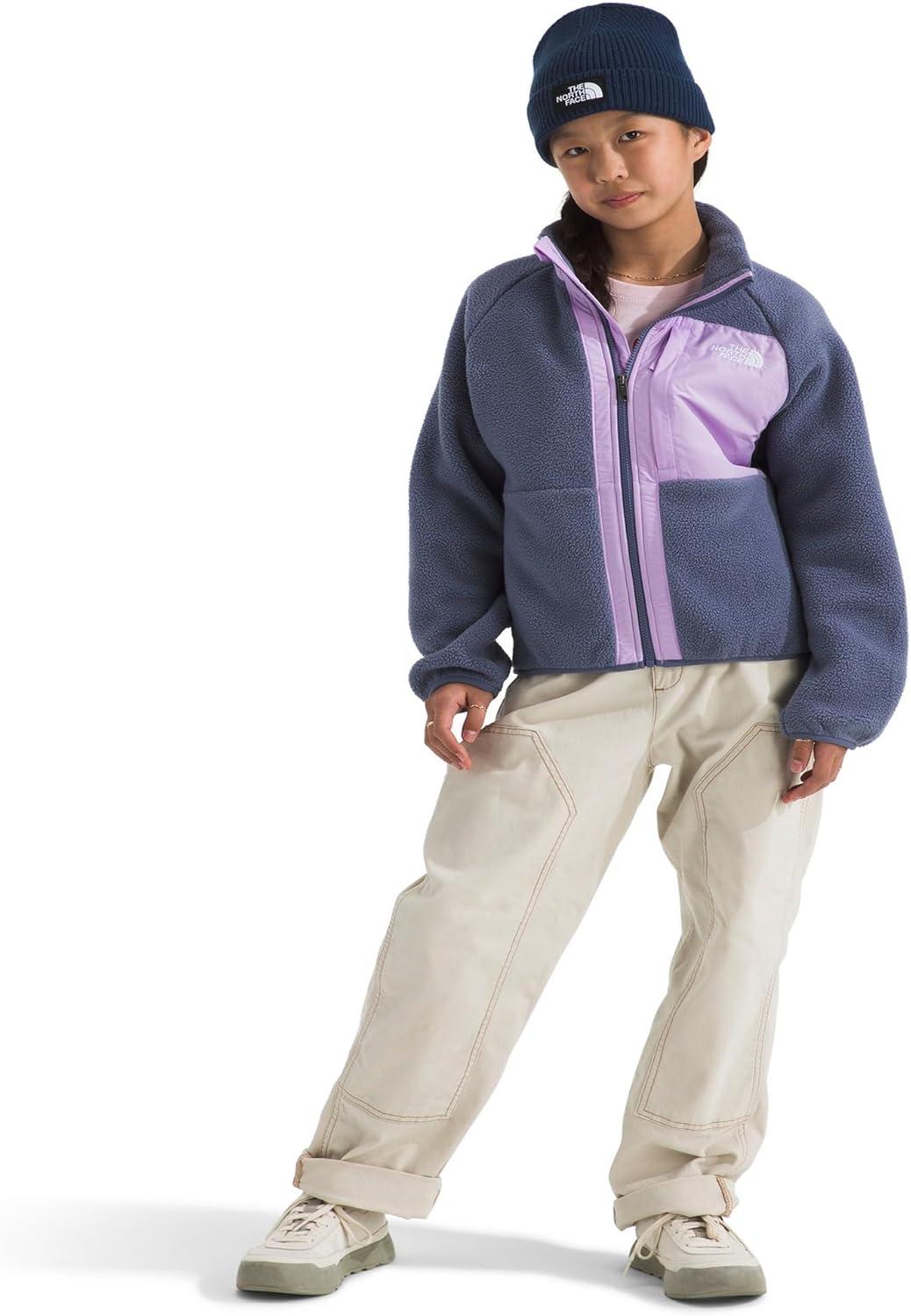 imageTHE NORTH FACE Girls Yumiori Full Zip Jacket Lightweight Fleece Coat Embroidered Logo ampamp Secure Zip Chest PocketTwilight GalaxyLite Lilac