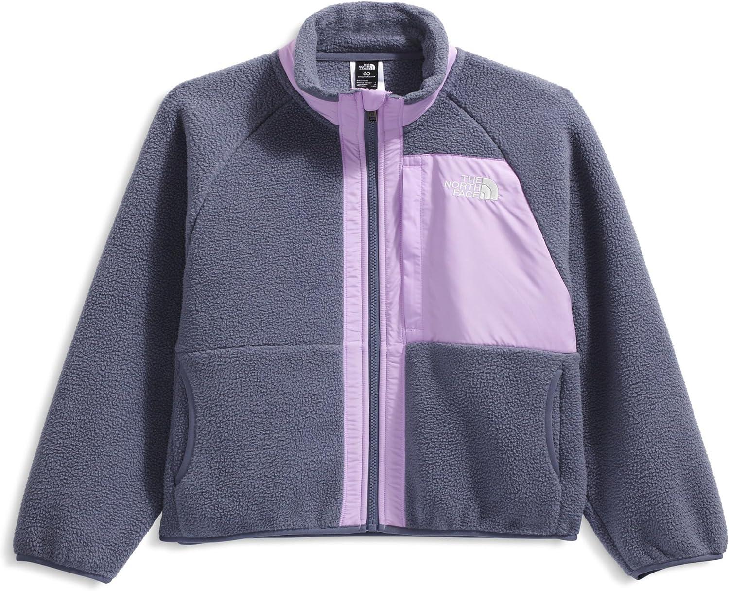 imageTHE NORTH FACE Girls Yumiori Full Zip Jacket Lightweight Fleece Coat Embroidered Logo ampamp Secure Zip Chest PocketTwilight GalaxyLite Lilac