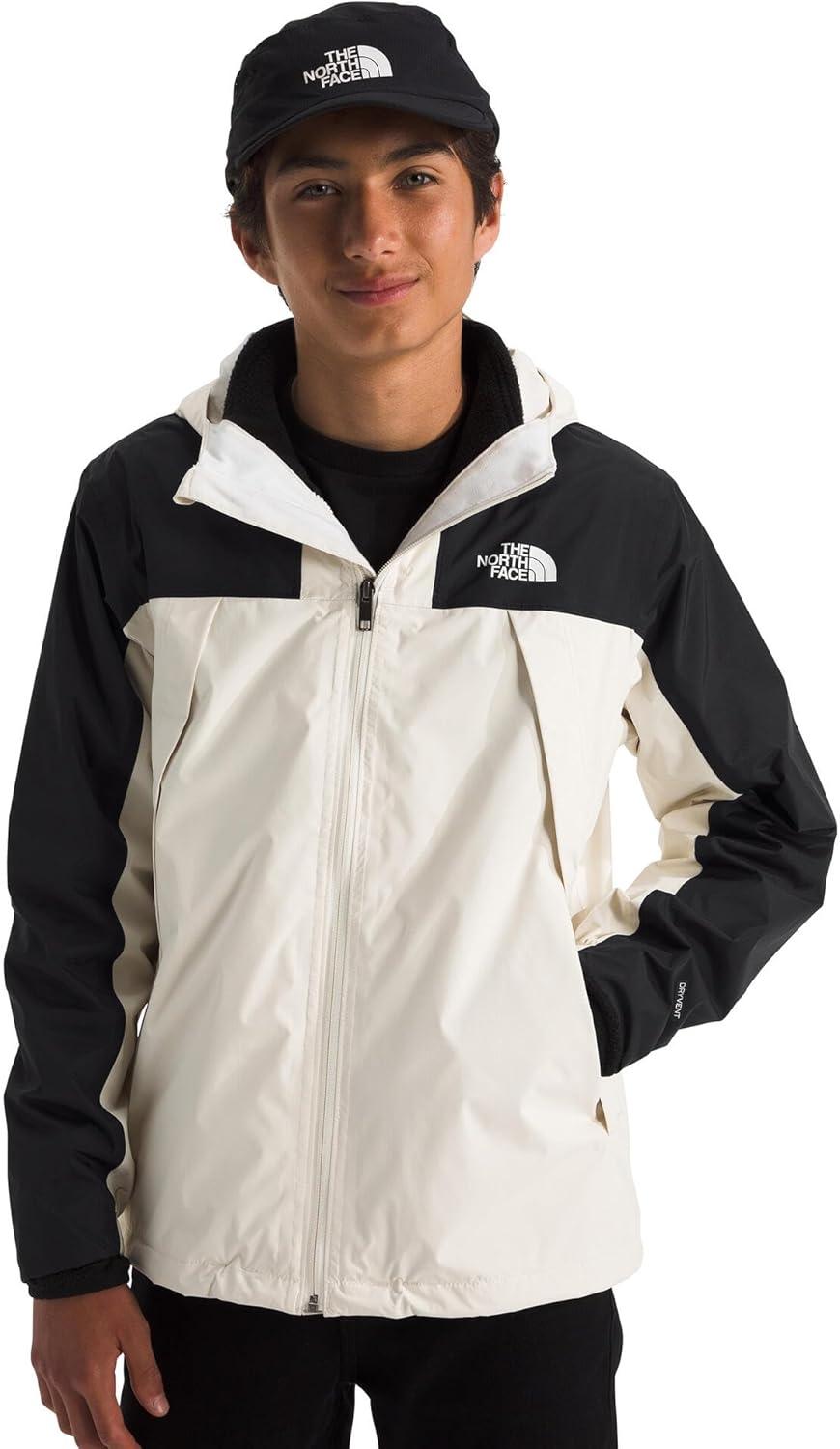 imageTHE NORTH FACE Teen Antora Triclimate Jacket Waterproof Shell Inner Fleece Layer Adjustable Hood With Rain Guard TunnelWhite Dune