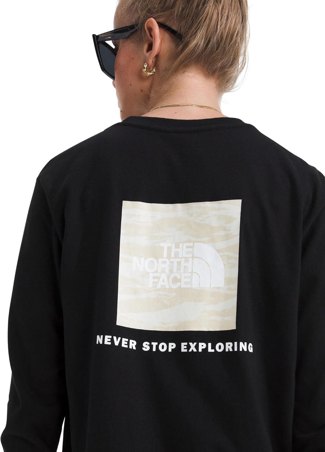imageThe North Face Womens Evolution Box NSE Fill Light LongSleeve Tee Regular Fit Cotton Shirt with Logo GraphicTnf Black