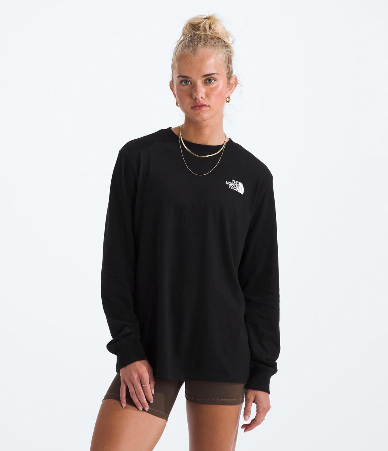 imageThe North Face Womens Evolution Box NSE Fill Light LongSleeve Tee Regular Fit Cotton Shirt with Logo GraphicTnf Black