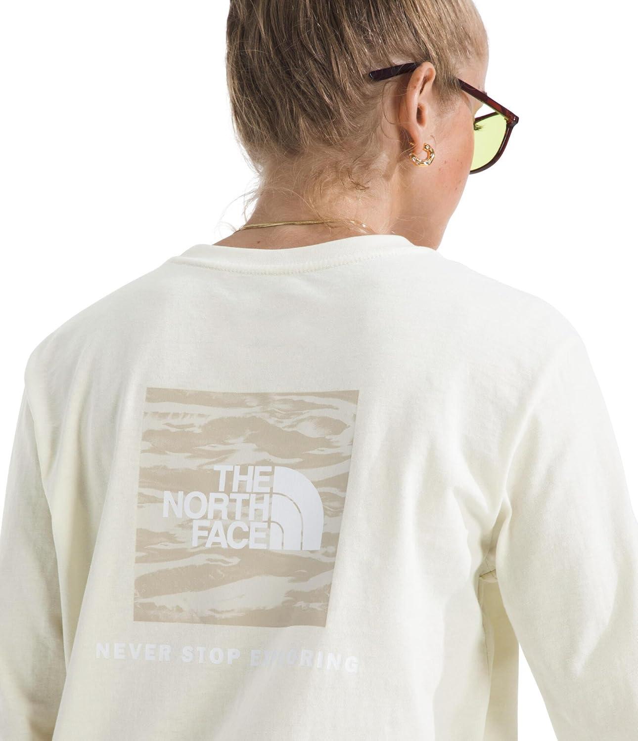 imageThe North Face Womens Evolution Box NSE Fill Light LongSleeve Tee Regular Fit Cotton Shirt with Logo GraphicWhite Dune