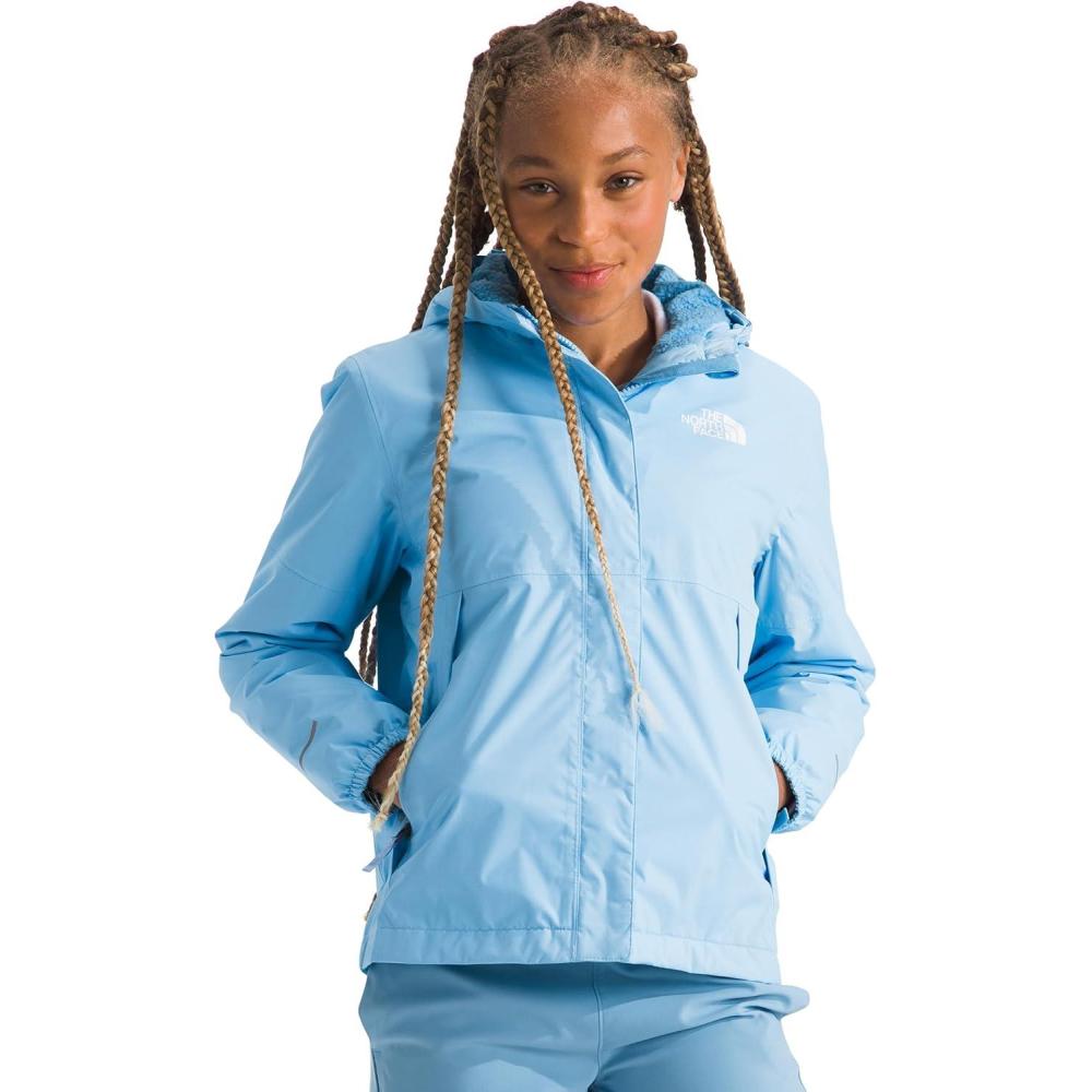 imageTHE NORTH FACE Girls Warm Antora Rain Jacket Waterproof Breathable Heatseeker Insulation Hood Zip PocketsCornflower
