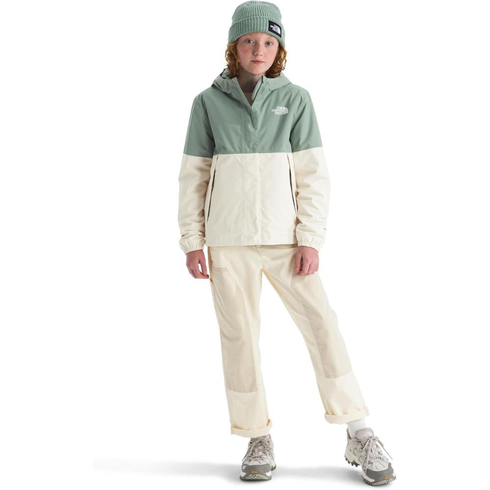 imageTHE NORTH FACE Girls Warm Antora Rain Jacket  Waterproof Breathable Heatseeker Insulation Hood Zip PocketsSlate MossWhite Dune