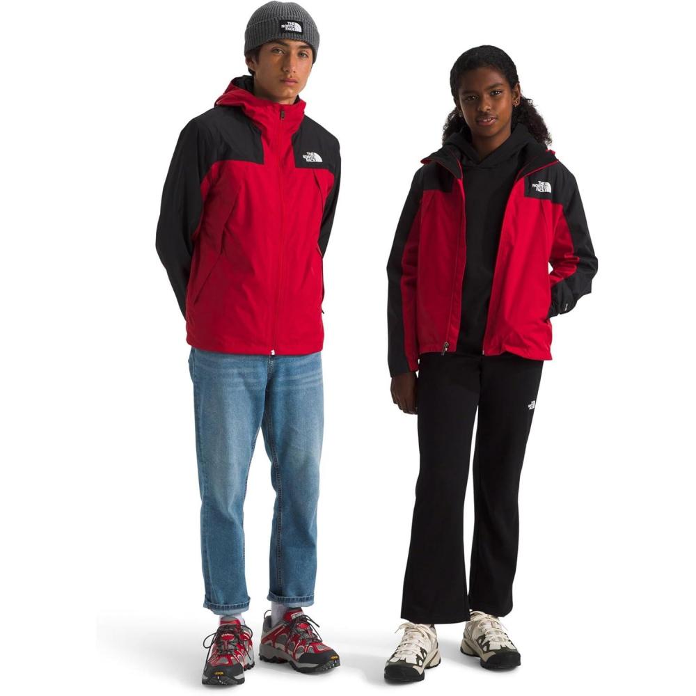 imageTHE NORTH FACE Teen Antora Triclimate Jacket  Waterproof Shell Inner Fleece Layer Adjustable Hood With Rain Guard TunnelTnf Red