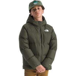The North Face Boys’ Down Hooded Jacket | Water Repellent, 600 Fill Recycled Waterfowl Down, Zip Pockets(New Taupe Green)