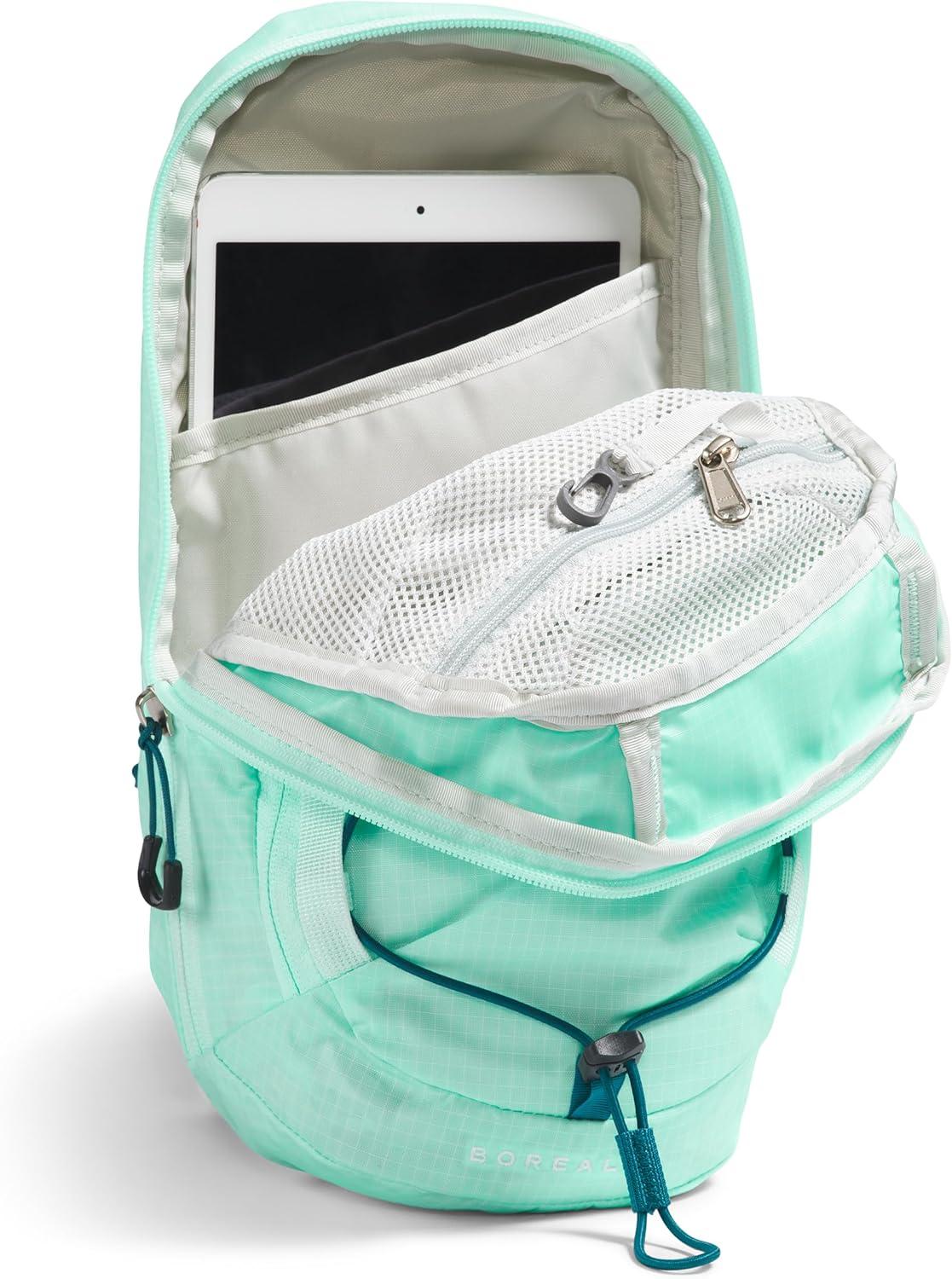 imageTHE NORTH FACE Borealis SIing Bag Crossbody Adjustable Strap Water Repellent Finish Multiple Compartments Tablet SleeveCrater AquaBlue Moss