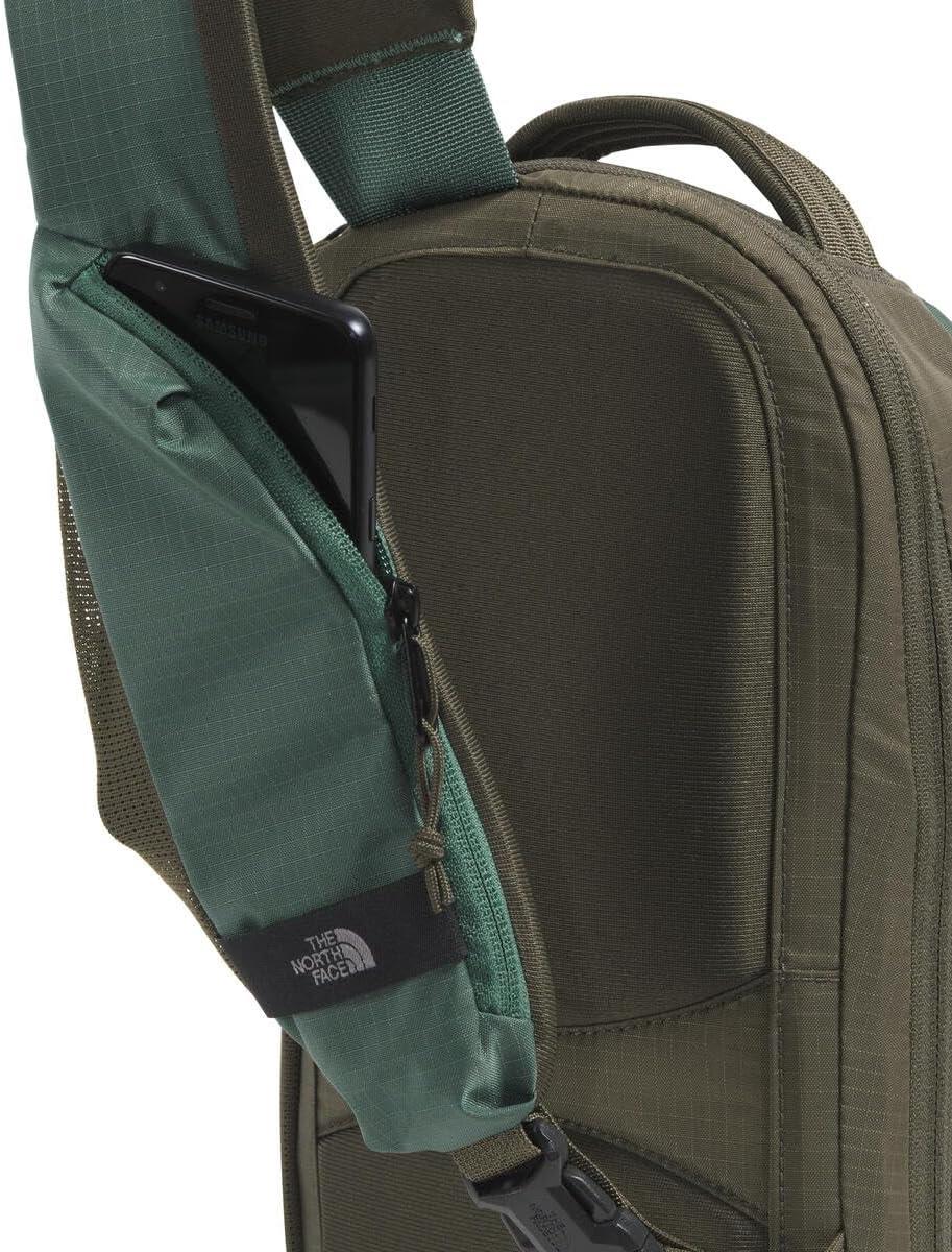 imageTHE NORTH FACE Borealis SIing Bag Crossbody Adjustable Strap Water Repellent Finish Multiple Compartments Tablet SleeveDuck GreenNew Taupe Green