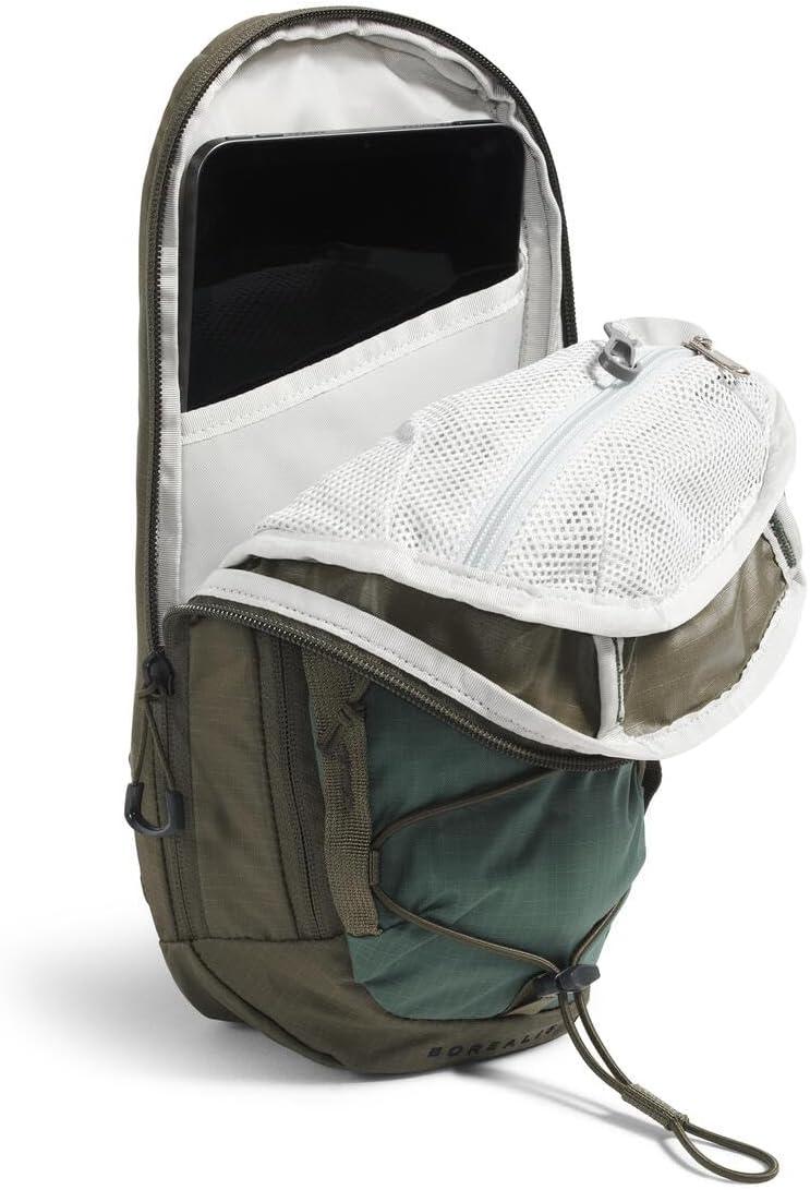 imageTHE NORTH FACE Borealis SIing Bag Crossbody Adjustable Strap Water Repellent Finish Multiple Compartments Tablet SleeveDuck GreenNew Taupe Green