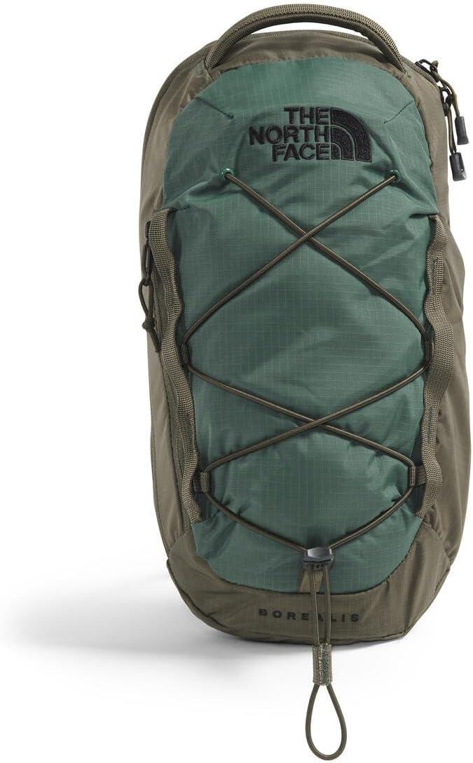 imageTHE NORTH FACE Borealis SIing Bag Crossbody Adjustable Strap Water Repellent Finish Multiple Compartments Tablet SleeveDuck GreenNew Taupe Green