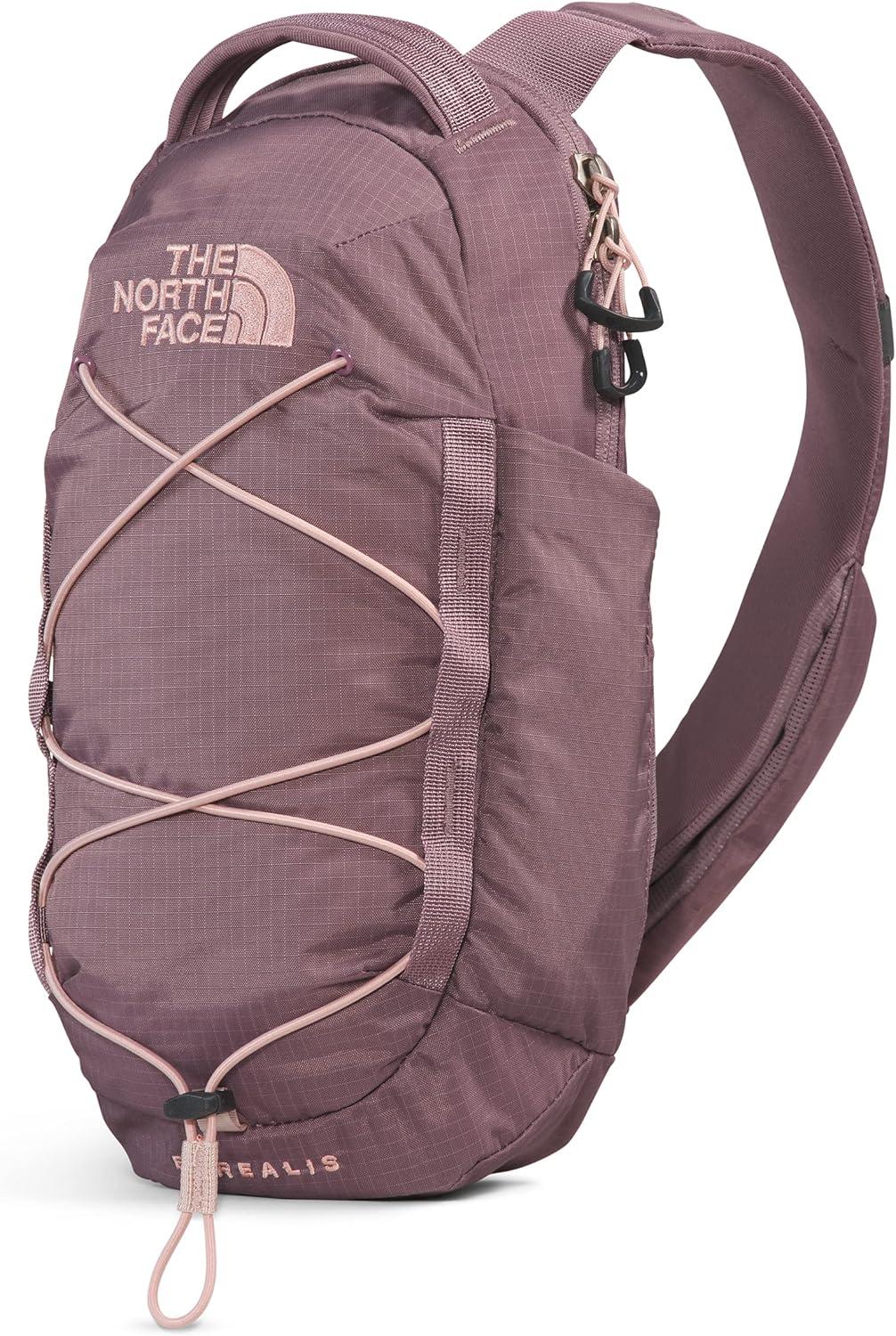 imageTHE NORTH FACE Borealis SIing Bag Crossbody Adjustable Strap Water Repellent Finish Multiple Compartments Tablet SleeveFawn GreyPink Moss