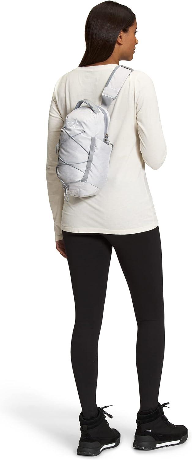 imageTHE NORTH FACE Borealis SIing Bag Crossbody Adjustable Strap Water Repellent Finish Multiple Compartments Tablet SleeveTnf White Metallic MlangeMid Grey