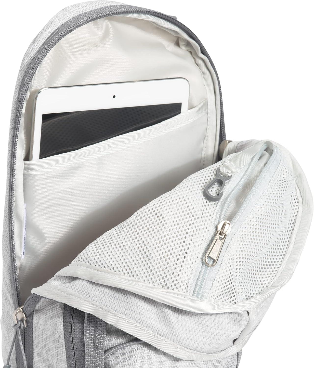 imageTHE NORTH FACE Borealis SIing Bag Crossbody Adjustable Strap Water Repellent Finish Multiple Compartments Tablet SleeveTnf White Metallic MlangeMid Grey