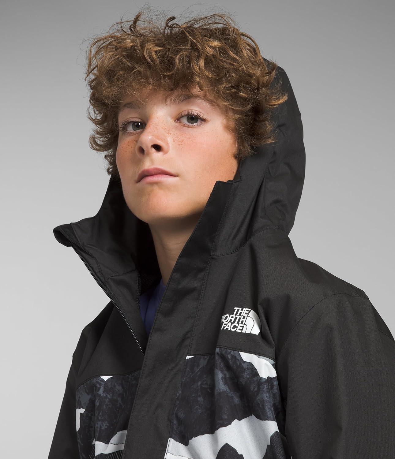 imageTHE NORTH FACE Boys Antora Waterproof Rain JacketTnf Black Mountain Traverse Print