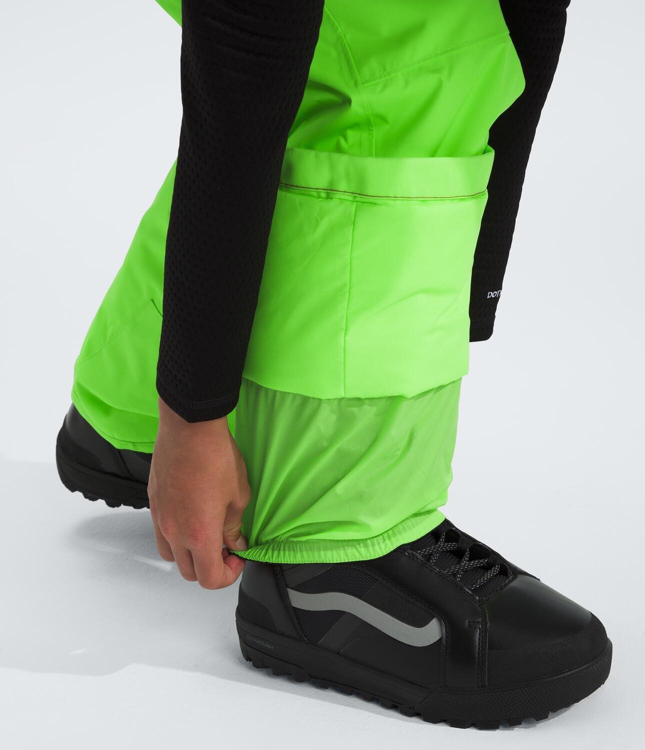 imageTHE NORTH FACE Boys Freedom Insulated Pant Waterproof for Ski ampamp Snowboard Gaiters Adjustable Waist Zip PocketsSafety Green