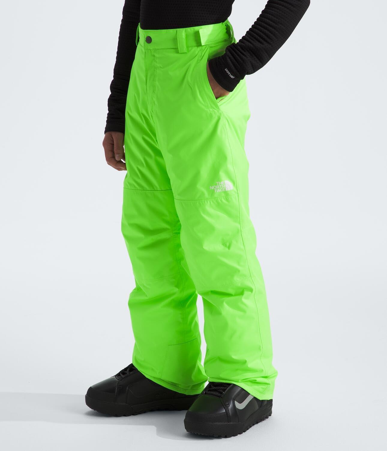 imageTHE NORTH FACE Boys Freedom Insulated Pant Waterproof for Ski ampamp Snowboard Gaiters Adjustable Waist Zip PocketsSafety Green