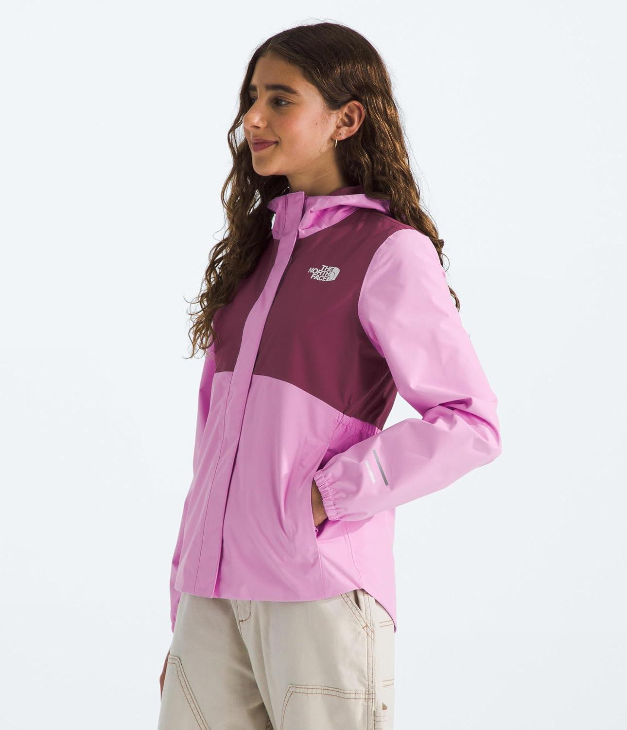 imageTHE NORTH FACE Girls Antora Rain Jacket Waterproof Breathable 3piece Hood Secure Zip Hand PocketCyber Pink