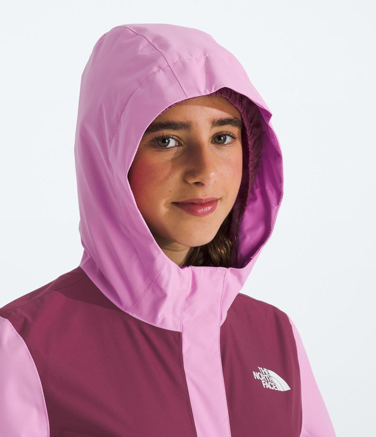 imageTHE NORTH FACE Girls Antora Rain Jacket Waterproof Breathable 3piece Hood Secure Zip Hand PocketCyber Pink