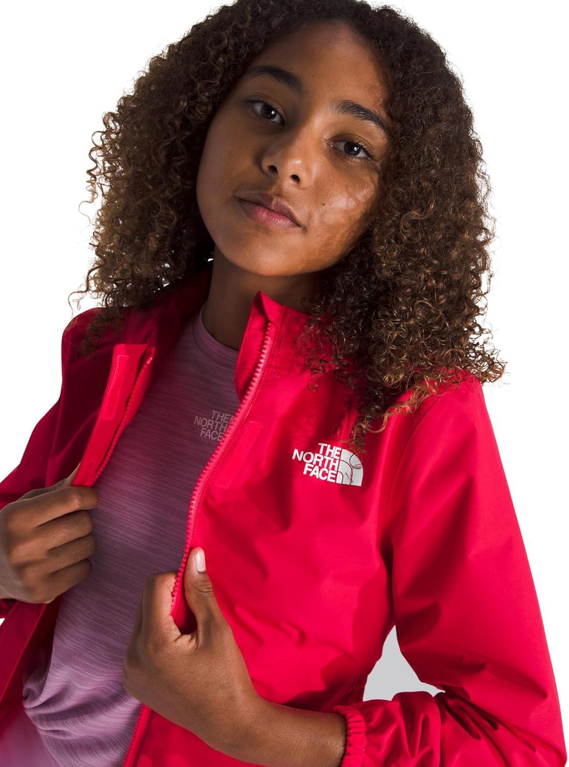 imageTHE NORTH FACE Girls Antora Rain Jacket Waterproof Breathable 3piece Hood Secure Zip Hand PocketHibiscus