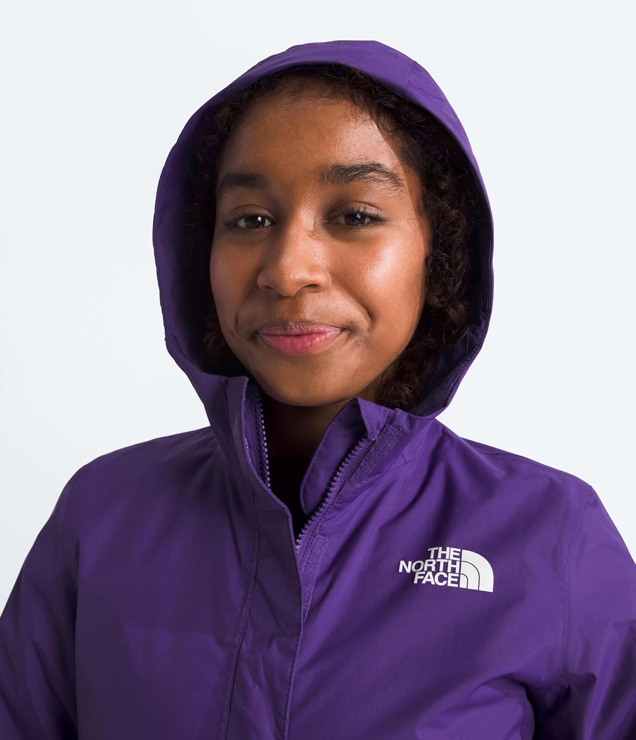 imageTHE NORTH FACE Girls Antora Rain Jacket Waterproof Breathable 3piece Hood Secure Zip Hand PocketPeak Purple