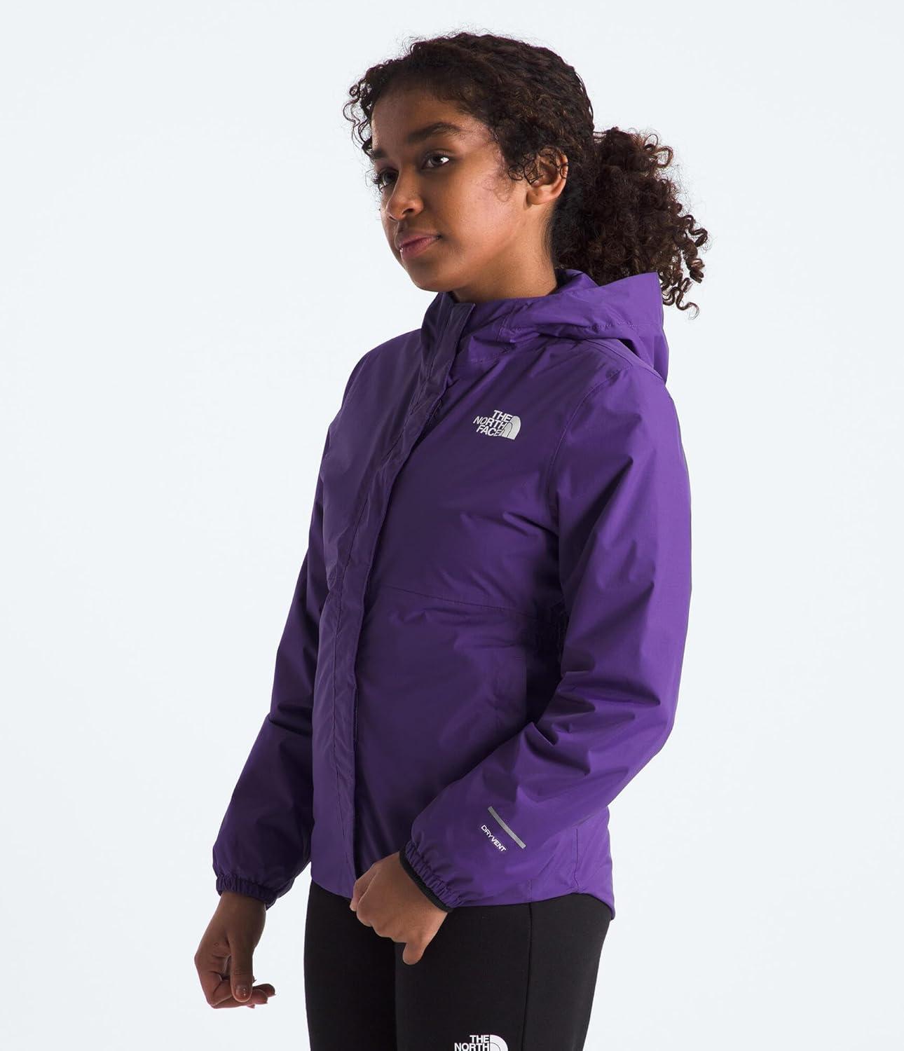 imageTHE NORTH FACE Girls Antora Rain Jacket Waterproof Breathable 3piece Hood Secure Zip Hand PocketPeak Purple