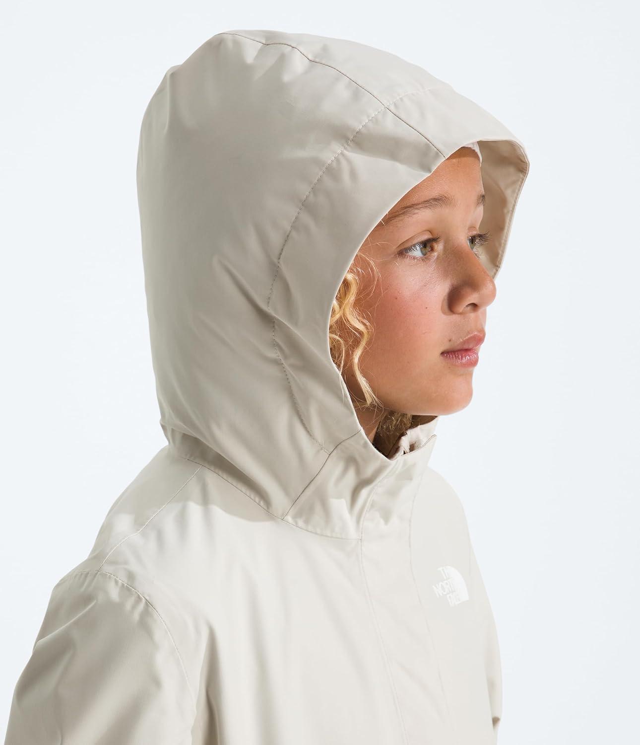 imageTHE NORTH FACE Girls Antora Rain Jacket Waterproof Breathable 3piece Hood Secure Zip Hand PocketWhite DuneWhite Dune