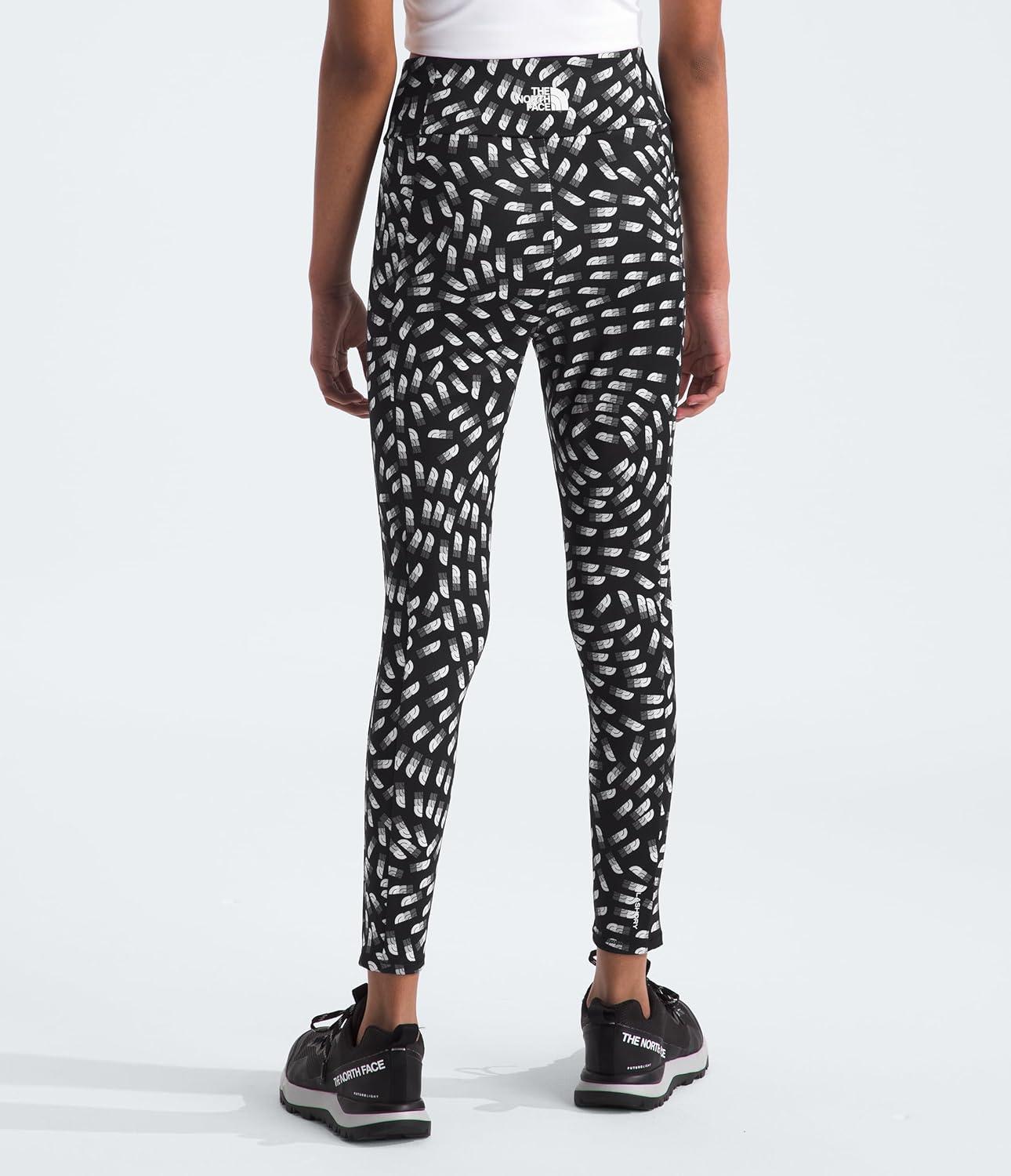 imageTHE NORTH FACE Girls Never Stop Tights Athletic Leggings for Kids Moisture Wicking Fabric Media Pocket Wide WaistbandTnf Black Vector Field Print