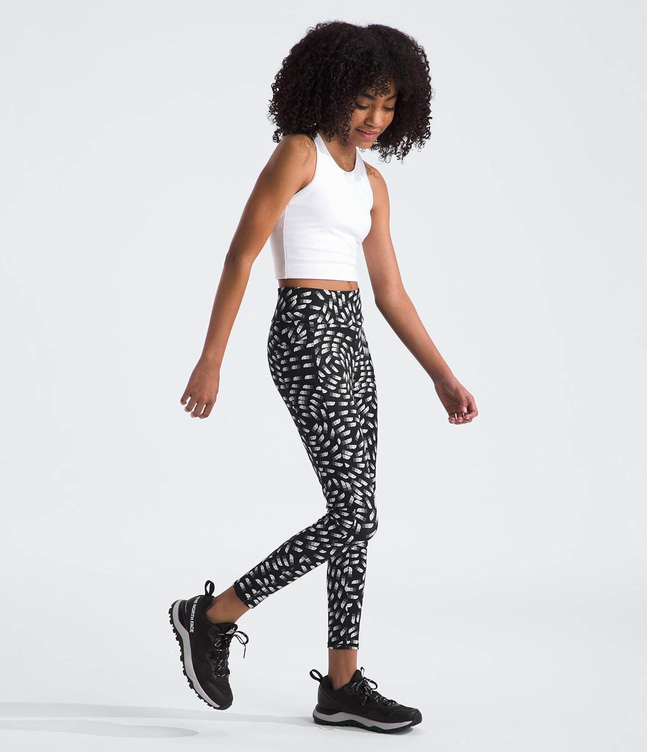 imageTHE NORTH FACE Girls Never Stop Tights Athletic Leggings for Kids Moisture Wicking Fabric Media Pocket Wide WaistbandTnf Black Vector Field Print