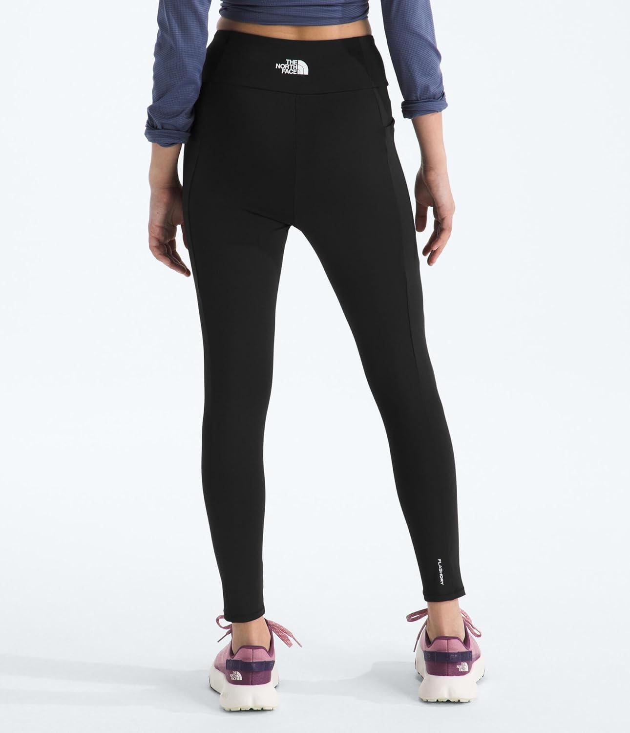 imageTHE NORTH FACE Girls Never Stop Tights Athletic Leggings for Kids Moisture Wicking Fabric Media Pocket Wide WaistbandTnf BlackTnf Black