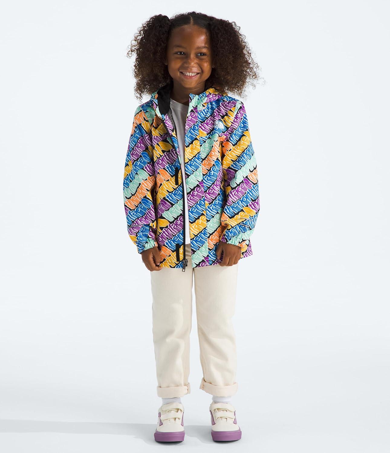 imageTHE NORTH FACE Kids Antora Rain Jacket Waterproof Breathable 3piece Hood Secure Zip Hand PocketBright Foam Diagonal Logo Multi Print