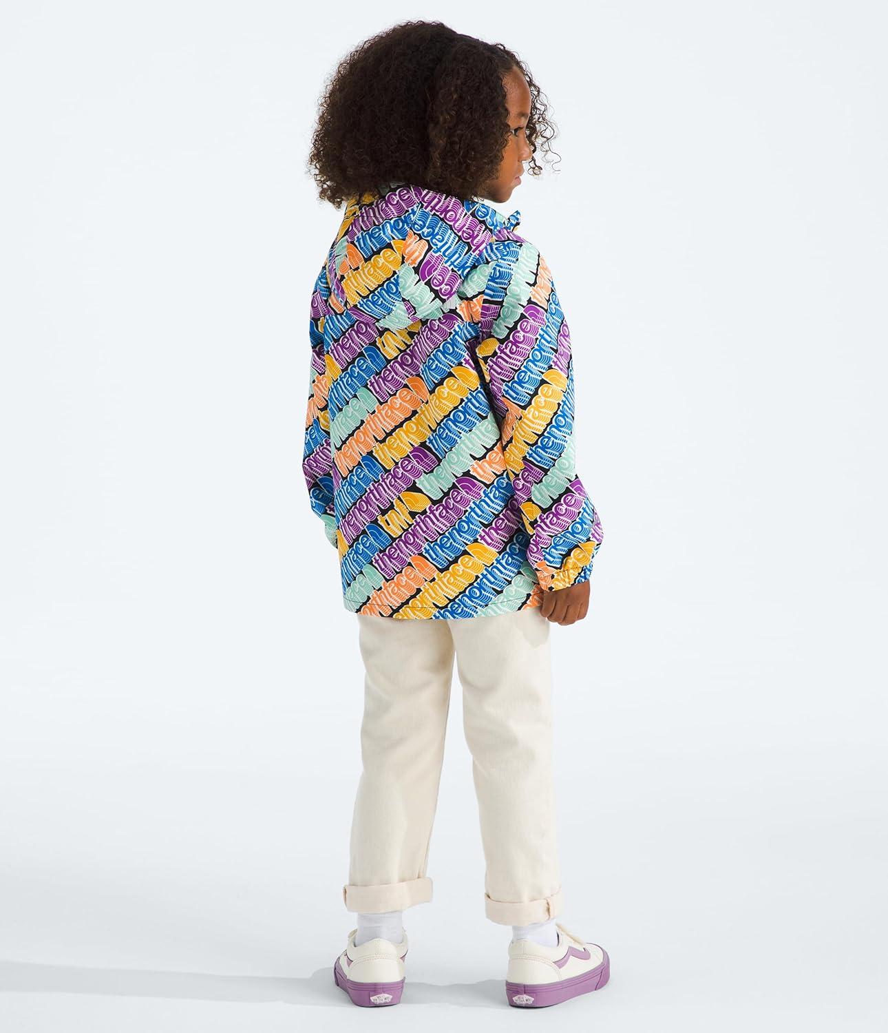 imageTHE NORTH FACE Kids Antora Rain Jacket Waterproof Breathable 3piece Hood Secure Zip Hand PocketBright Foam Diagonal Logo Multi Print
