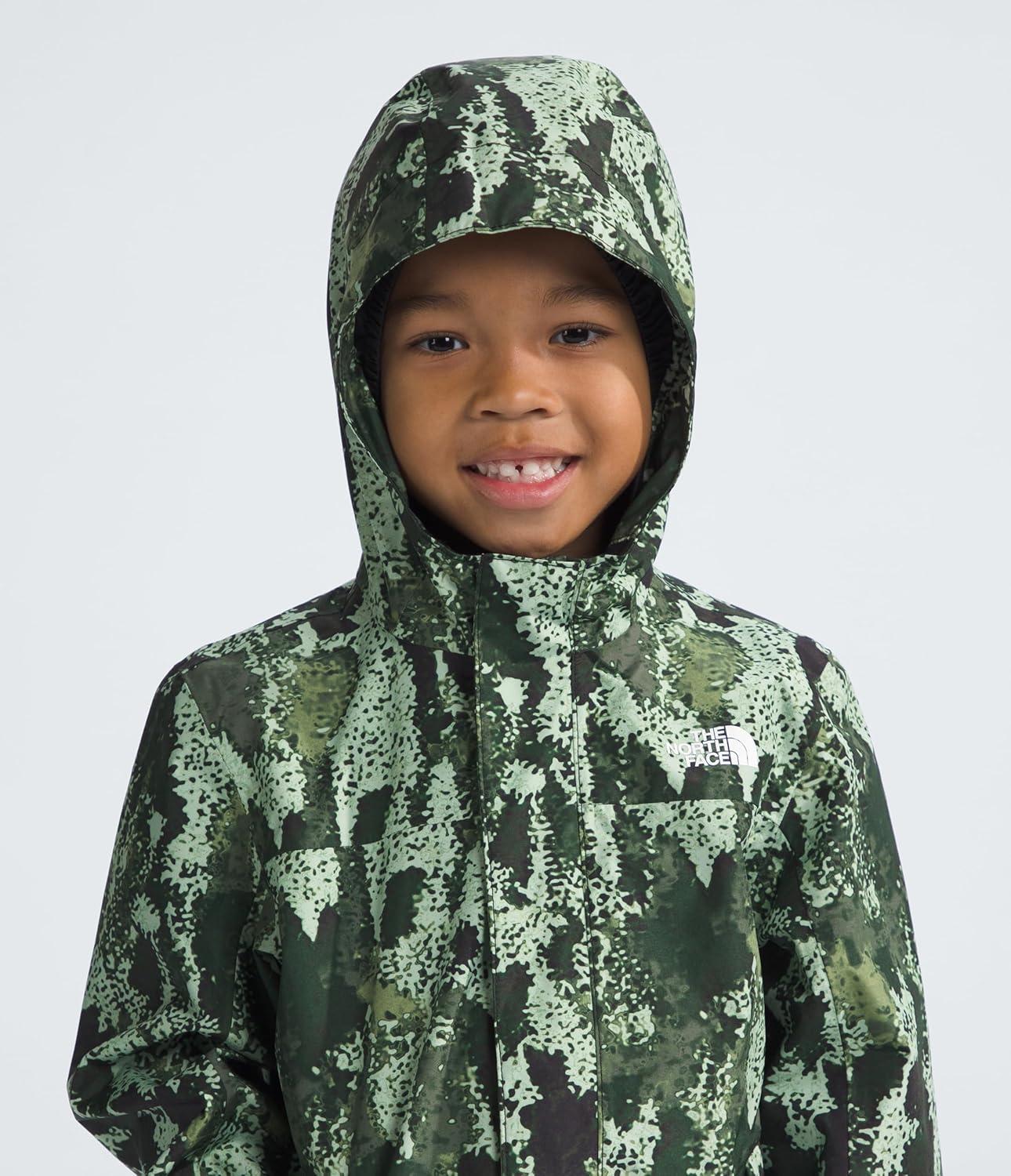 imageTHE NORTH FACE Kids Antora Rain Jacket Waterproof Breathable 3piece Hood Secure Zip Hand PocketMisty Sage Generative Camo Print